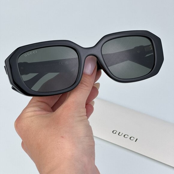 Gucci GG1535S 001 BRAND NEW Sunglasses Black Grey Women Geometric - Picture 1 of 13